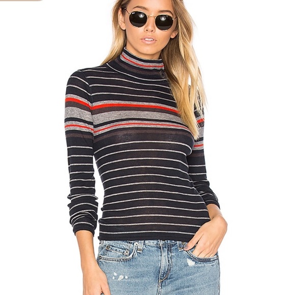 rag & bone Tops - Rag & Bone Rib Turtleneck Sweater in Salute Stripe